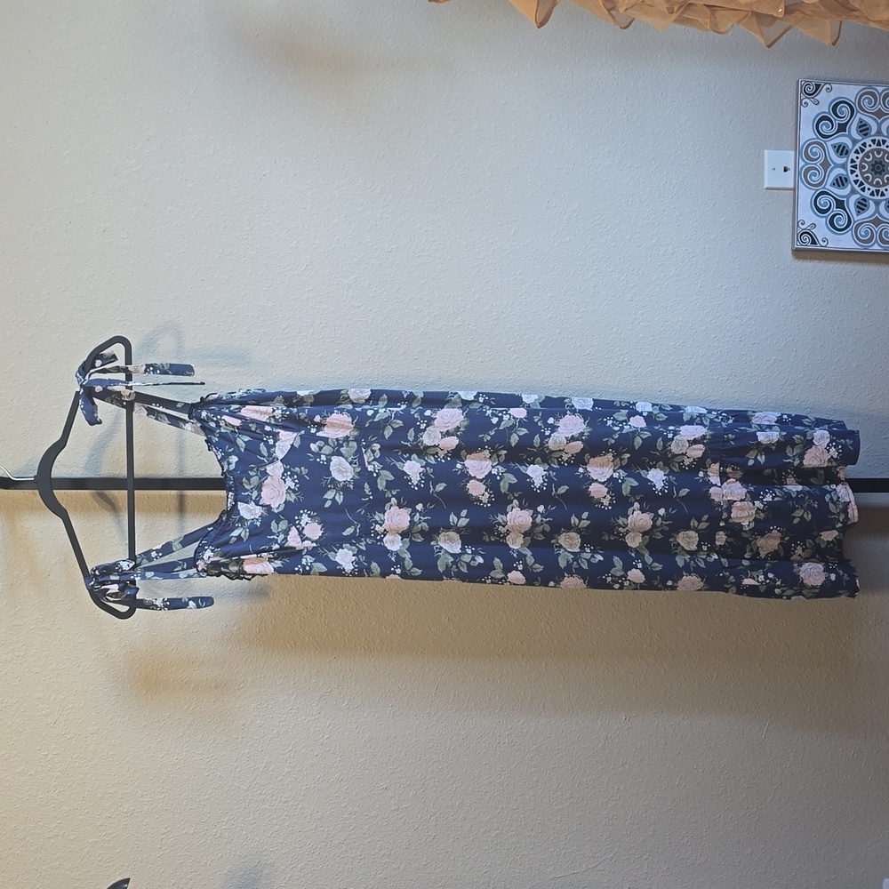Mimi Chica Floral Midi Dress - Blue and Pink NWT